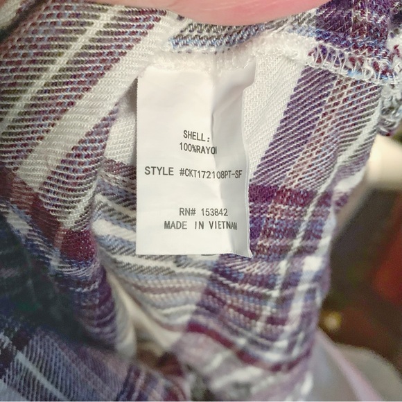 Melloday Ladies' Flannel Button-Up Shirt Purple Plaid Size MP - Picture 4 of 5